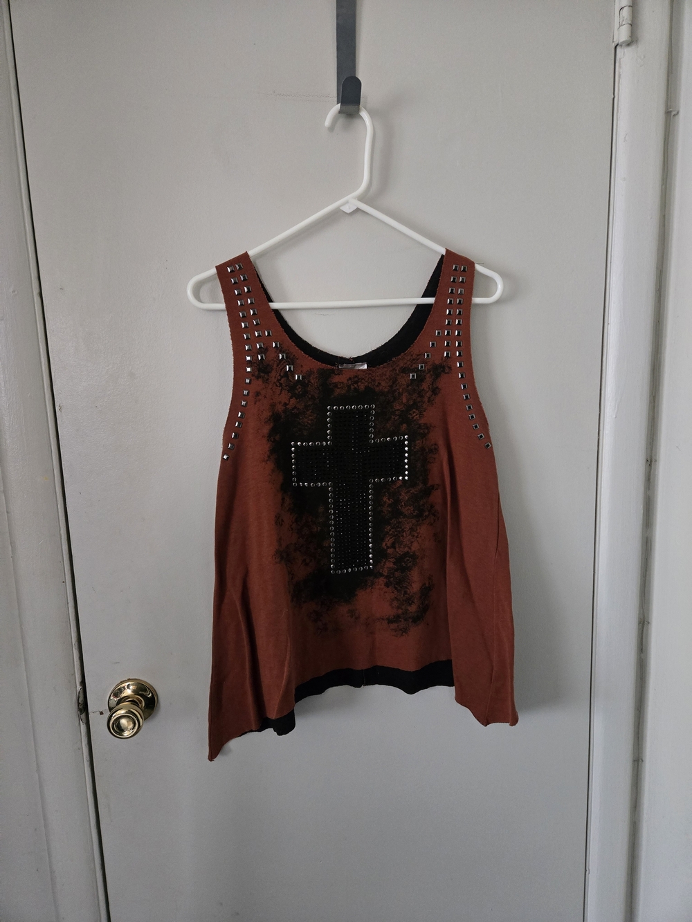 Studded Cross Rust Tank Top - Women
